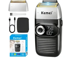 KEMEI folinė elektrinė barzdaskutė su ištraukiamu trimeriu ir 2000 mAh baterija KM-2026 Juodas