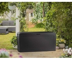Keter lauko sandėliavimo dėžė Samoa, 270 l talpa, su ratukais, antracito spalvos, 117 × 45 × 57 cm, K246970
