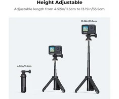 K&amp;F Concept 33,5 cm aliuminio mini trikojis–selfie laikiklis sportinėms kameroms (juodas)