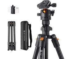 K&amp;F Concept aliuminis fotoaparato trikojis, 163 cm, 4 sekcijos, 20 kg apkrova, rutulinė galvutė, K234A0+BH-28L