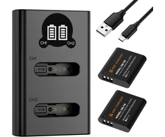 K&amp;F CONCEPT fotoaparato akumuliatorių DB-110 rinkinys su LCD įkrovikliu, 2 × 1100 mAh