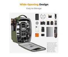 K&amp;F CONCEPT fotoaparato kuprinė 22 l su kietu korpusu ir vieta 15,6 col. nešiojamajam kompiuteriui KF13.134V3