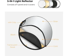 K&amp;F CONCEPT fotografinis reflektorius 5 viename, 60 cm, sulankstomas KF18.0004