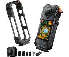 K&amp;F CONCEPT Insta360 X5 aliuminio kameros narvas su silikonine objektyvo apsauga, 2 šaltos batų jungtimis