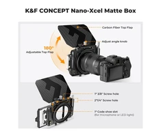 K&amp;F Concept Matte Box Lite objektyvo šešėlinė dėžutė su anglies pluošto užsklanda, P15-SKU.2364