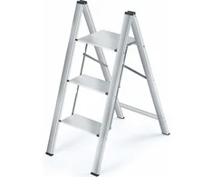 KINGRACK aliuminio trijų pakopų sulankstoma kopėčių laipteliai, 150 kg, 89 cm, sidabrinė