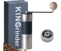 Kavamalė KINGrinder rankinis kavos malūnėlis su plieninėmis girnomis, 25 g, K6-Straight Handle Argenté