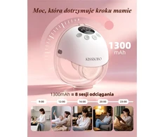 KISSBOBO nešiojamas elektrinis pientraukis K8, 4 režimai, 19 siurbimo lygių, 1300 mAh