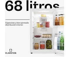 Klarstein mini šaldytuvas su stiklinėmis durimis, 68 l talpa, reguliuojamos lentynos, baltas HEA-Matterhorn-wh