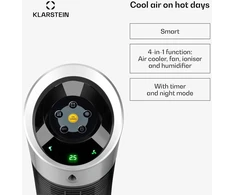 Kondicionierius Klarstein mobilus oro vėsintuvas 4-in-1, 30 W, 6 l vandens talpa, jonizavimo ir drėkinimo funkcija, Skyscraper Ice