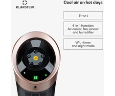 Kondicionierius Klarstein oro vėsintuvas 4-in-1 su ventiliatoriumi, drėkintuvu, jonizatoriumi, 6 l talpa, 30 W, Skyscraper Ice Smart