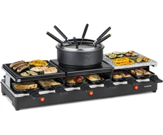 Klarstein raclette ir fondiu grilis Fonduelette XL 3 viename, 1650 W, 12 asmenų