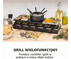 Klarstein raclette ir fondiu grilis Fonduelette XL 3 viename, 1650 W, 12 asmenų