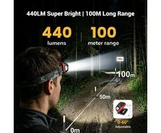 Klarus HM1 LED prožektorius ant galvos, 440 lm, IPX6, USB-C įkrovimas, judesio jutiklis