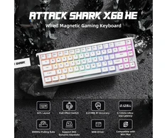 Klaviatūra ATTACK SHARK žaidimų klaviatūros ir belaidės pelės rinkinys X68HE-X3, Hall efekto jungikliai, 26 000 DPI
