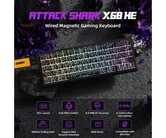 Klaviatūra ATTACK SHARK žaidimų klaviatūros ir belaidės pelės rinkinys X68 HE X3, 8000 Hz, PAW3395