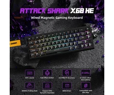 Klaviatūra ATTACK SHARK žaidimų klaviatūros ir belaidės pelės rinkinys X68HE-X3, Hall efekto jungikliai, PAW3395