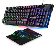 Klaviatūra EMPIRE GAMING žaidimų klaviatūros, pelės ir kilimėlio rinkinys RGB AZERTY 2400 DPI OE-KM-158