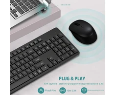 Klaviatūra LeadsaiL belaidis klaviatūros ir pelės rinkinys, 2,4 GHz, QWERTZ, USB, K786-Juodas