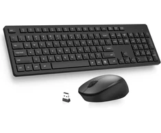 Klaviatūra LeadsaiL belaidis klaviatūros ir pelės rinkinys, 2,4 GHz, QWERTZ, USB, K786-Juodas