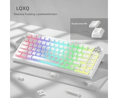 Klaviatūra LQXQ PBT pudding klavišų dangtelių rinkinys 130 vnt., OEM profilis, baltas