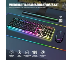 Klaviatūra RedThunder belaidis žaidimų klaviatūros ir pelės rinkinys, 2,4 GHz, QWERTZ DE, K10