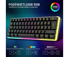 Klaviatūra RedThunder belaidis žaidimų klaviatūros ir pelės rinkinys 60%, QWERTZ, RGB, 2,4 GHz K62