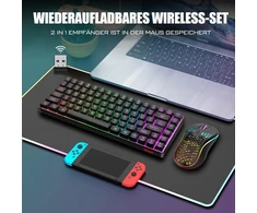 Klaviatūra RedThunder belaidis žaidimų klaviatūros ir pelės rinkinys 2,4 GHz QWERTZ, 85 klavišai, K84