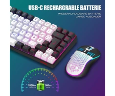 Klaviatūra RedThunder belaidis žaidimų klaviatūros ir pelės rinkinys 2,4 GHz, 85 klavišai, K84