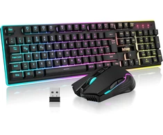 Klaviatūra RedThunder belaidis žaidimų klaviatūros ir pelės rinkinys, 2,4 GHz, QWERTZ DE, K10