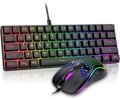 Klaviatūra RedThunder laidinis žaidimų klaviatūros ir pelės rinkinys RGB, 62 klavišai, 7200 DPI, K62
