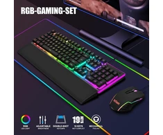Klaviatūra RedThunder žaidimų klaviatūros ir pelės rinkinys RGB, QWERTZ, laidinis k10