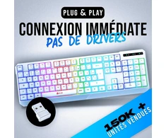 KLIM belaidė žaidimų klaviatūra su RGB apšvietimu, AZERTY, balta, WL906FR