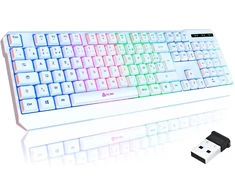 KLIM belaidė žaidimų klaviatūra su RGB apšvietimu, AZERTY, balta, WL906FR