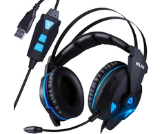 KLIM Impact V2 laidinės žaidimų ausinės su mikrofonu, 7.1 erdviniu garsu, juodos