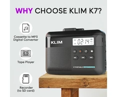 KLIM K7 nešiojamas kasečių grotuvas su MP3 keitikliu ir 32 GB SD kortele