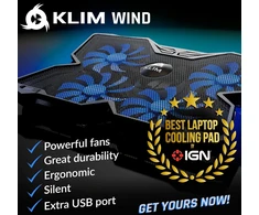 KLIM nešiojamojo kompiuterio aušinimo stovas su 4 ventiliatoriais ir 2 USB, mėlynas K2N