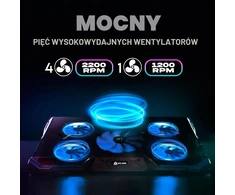 KLIM nešiojamojo kompiuterio aušinimo stovas su 5 ventiliatoriais, WB