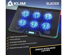 KLIM nešiojamojo kompiuterio aušinimo stovas su 6 ventiliatoriais, RGB, 11–19 col., G01