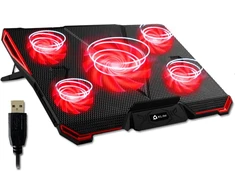 KLIM nešiojamojo kompiuterio aušinimo stovas su 5 ventiliatoriais ir 2 USB jungtimis, WR