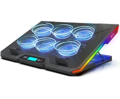 KLIM nešiojamojo kompiuterio aušinimo stovas su 6 ventiliatoriais, RGB, 11–19 col., G01