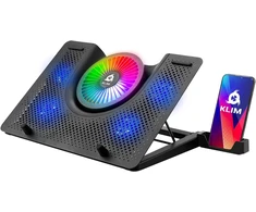 KLIM nešiojamojo kompiuterio aušinimo stovas Nova su 5 ventiliatoriais ir RGB
