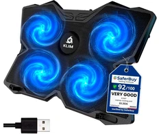 KLIM nešiojamojo kompiuterio aušinimo stovas su 4 ventiliatoriais ir 2 USB, mėlynas K2N