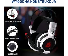 KLIM Puma laidinės žaidimų ausinės su mikrofonu, USB, 7.1 erdvinis garsas, baltos