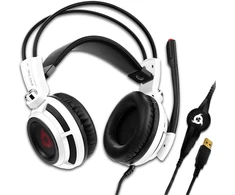 KLIM Puma laidinės žaidimų ausinės su mikrofonu, USB, 7.1 erdvinis garsas, baltos