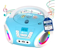 KLIM vaikiškas nešiojamas CD grotuvas su FM radiju, RGB apšvietimu ir 13 W galia BCDY