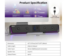 Kompiuterio kolonėlės Jeecoo kompiuterinė garso kolonėlė A40 su Bluetooth ir USB, 10 W, juoda