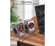 Kompiuterio kolonėlės OROROW 12 W stereofoninės kompiuterinės kolonėlės su USB ir 3,5 mm jungtimis, S206
