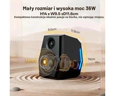 Kompiuterio kolonėlės Sanyun kompiuterinės garso kolonėlės 2.0, 36 W, Bluetooth 5.2, USB DAC, SW209