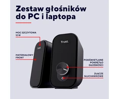 Kompiuterio kolonėlės Trust Orada 2.0 stereofoninės kompiuterinės kolonėlės, 12 W, USB-A maitinimas, 25878